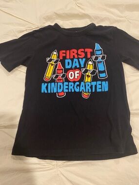 Kids "First Day of Kindergarten" Graphic Tee - Black with Bright Crayons